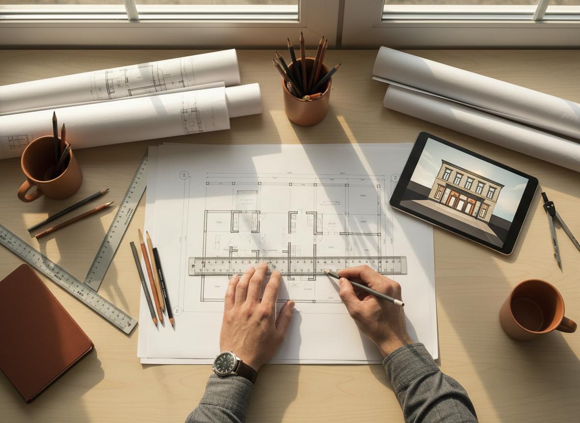 Работа архитектора с чертежами
